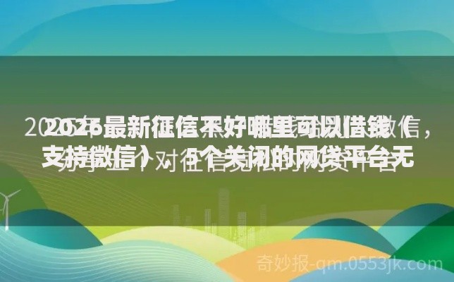 2026最新征信不好哪里可以借钱（支持微信），5个关闭的网贷平台无私分享