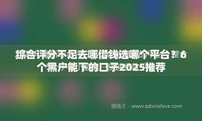综合评分不足去哪借钱选哪个平台？6个黑户能下的口子2025推荐