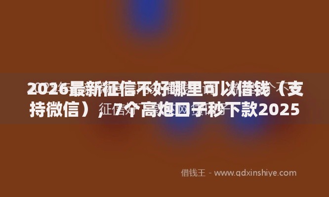 2026最新征信不好哪里可以借钱（支持微信），7个高炮口子秒下款2025无私分享