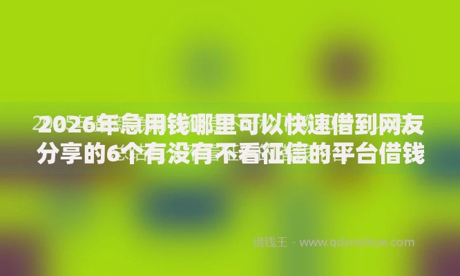 2026年急用钱哪里可以快速借到网友分享的6个有没有不看征信的平台借钱我觉得不错！
