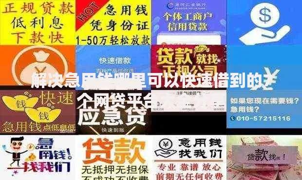 解决急用钱哪里可以快速借到的7个网贷平台大全分享