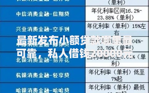 最新发布小额贷款哪里最可靠，私人借钱20000元有这7个渠道