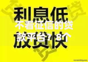 不看征信的贷款平台？8个平台试试看哪个能下款
