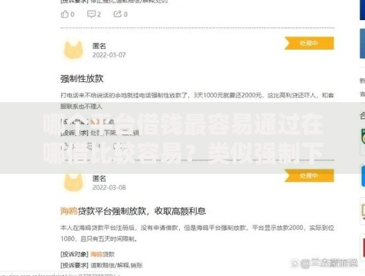 哪个平台借钱最容易通过在哪借比较容易？类似强制下款的7个口子参考