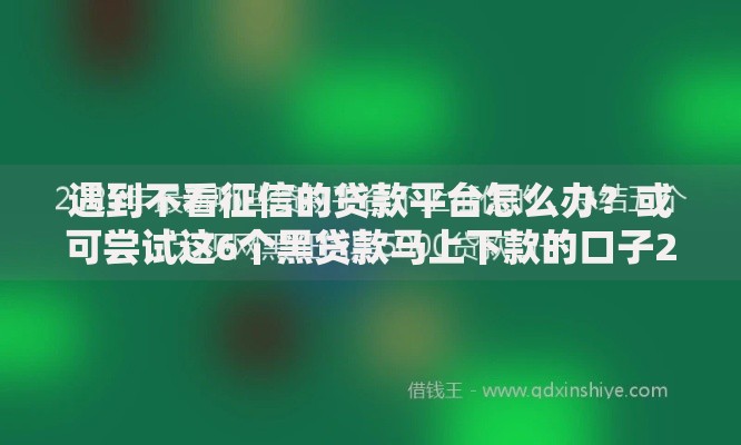 遇到不看征信的贷款平台怎么办?或可尝试这6个黑贷款马上下款的口子2025 遇到不看征信的贷款平台怎么办?或可尝试这6个黑贷款马上下款的口子2025