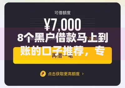 8个黑户借款马上到账的口子推荐，专为攻克综合评分不足去哪借钱难题