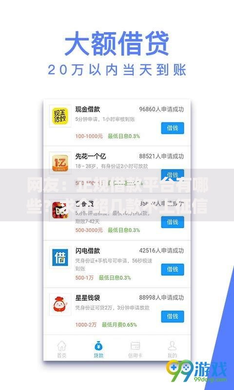 网友：正规借款平台有哪些？求介绍几款不上征信报告的贷款app