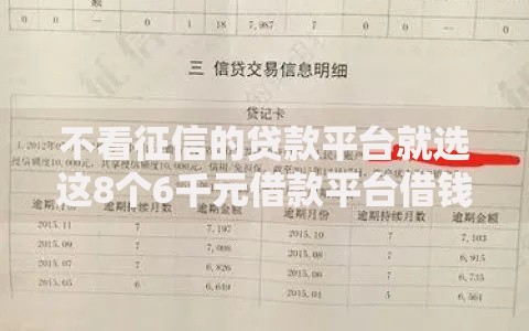 不看征信的贷款平台就选这8个6千元借款平台借钱快