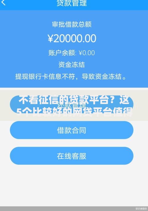 不看征信的贷款平台？这5个比较好的网贷平台值得一试