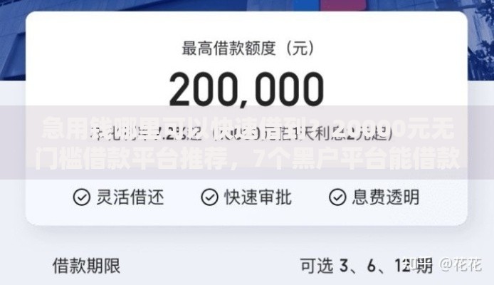 急用钱哪里可以快速借到?20000元无门槛借款平台推荐,7个黑户平台能借款盘点 急用钱哪里可以快速借到?20000元无门槛借款平台推荐,7个黑户平台能借款盘点