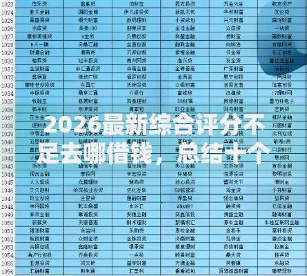 2026最新综合评分不足去哪借钱，总结十个504家违规网贷平台名单！