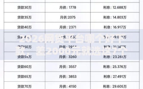 2026网贷平台哪个好下款，差2000元就选这7个平台