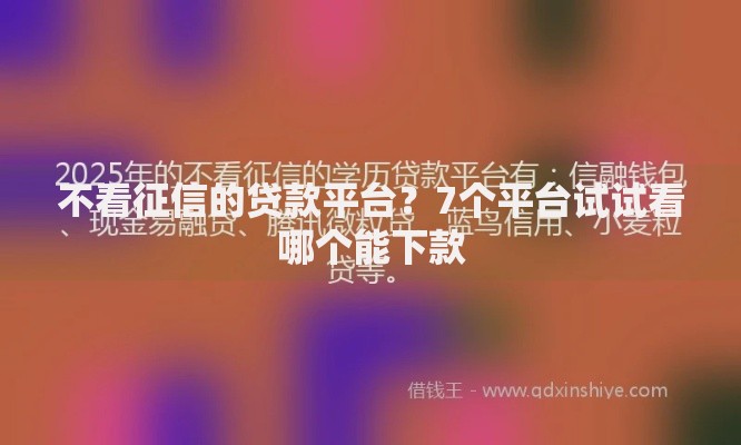 不看征信的贷款平台?7个平台试试看哪个能下款 不看征信的贷款平台?7个平台试试看哪个能下款