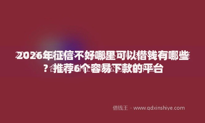 2026年征信不好哪里可以借钱有哪些？推荐6个容易下款的平台