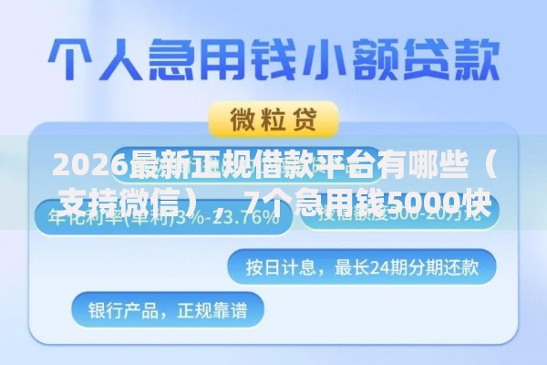 2026最新正规借款平台有哪些（支持微信），7个急用钱5000快审快贷无需征信平台无私分享