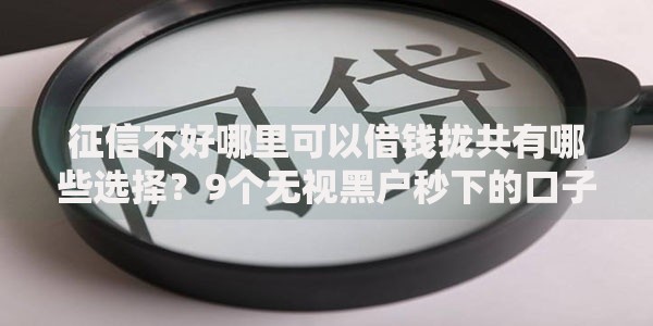 征信不好哪里可以借钱拢共有哪些选择?9个无视黑户秒下的口子详解 征信不好哪里可以借钱拢共有哪些选择?9个无视黑户秒下的口子详解