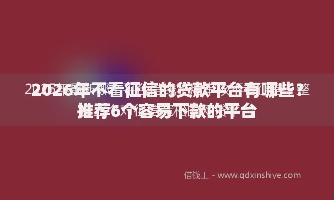 2026年不看征信的贷款平台有哪些?推荐6个容易下款的平台 2026年不看征信的贷款平台有哪些?推荐6个容易下款的平台