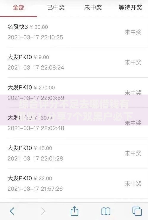 综合评分不足去哪借钱有哪些？分享7个双黑户必下款的口子2025