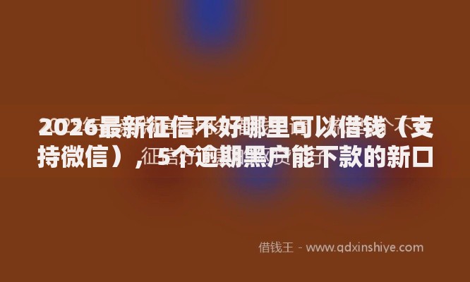 2026最新征信不好哪里可以借钱（支持微信），5个逾期黑户能下款的新口子无私分享