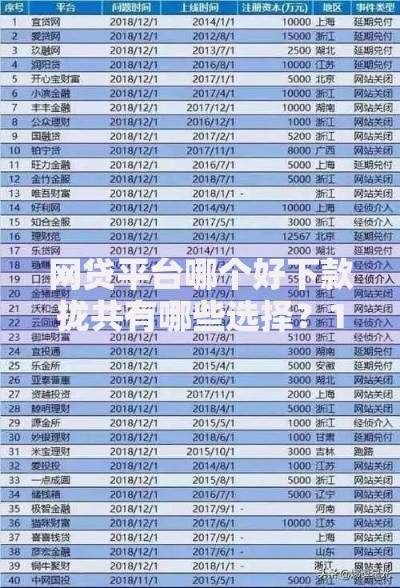 网贷平台哪个好下款拢共有哪些选择？10个可以贷款平台详解
