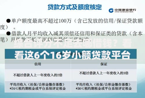 综合评分不足去哪借钱？看看这6个16岁小额贷款平台怎么样