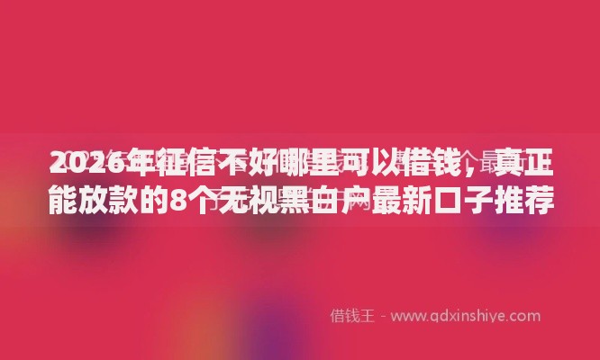 2026年征信不好哪里可以借钱，真正能放款的8个无视黑白户最新口子推荐