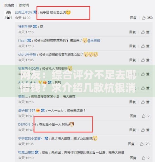网友：综合评分不足去哪借钱？求介绍几款杭银消金是贷款平台